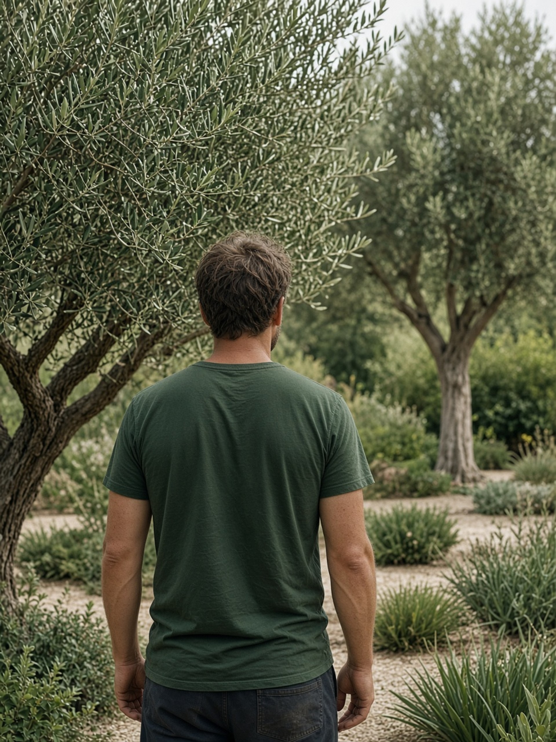Artisan paysagiste au travail dans un jardin du Valois, photo temporaire